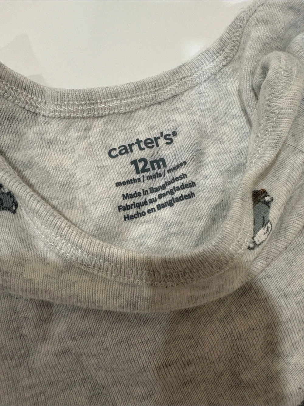 Carter's Light Gray Short-Sleeve Onesie with Tiny Car Motif
